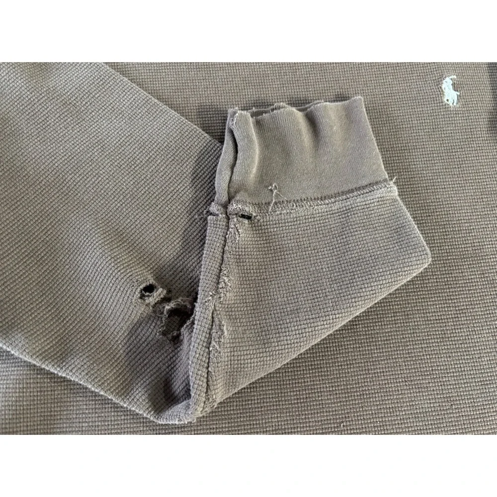 Polo‎ Ralph Lauren Mens Brown Sleepwear Long Sleeve Shirt Size Large Distressed